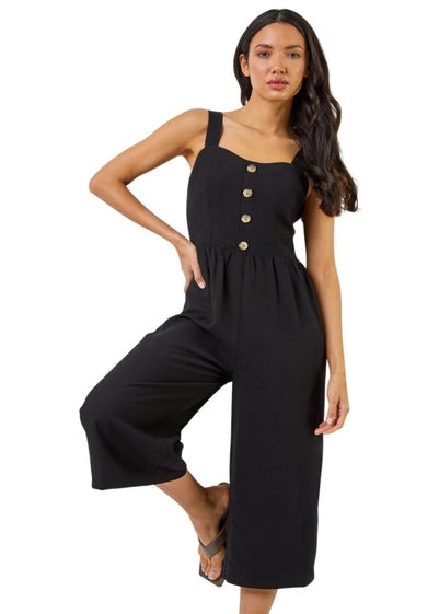 Roman Black Wide Leg Culotte Jumpsuit