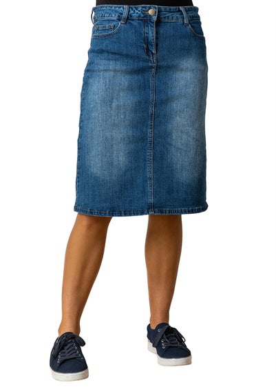 Roman Denim Cotton Denim Stretch A line Skirt