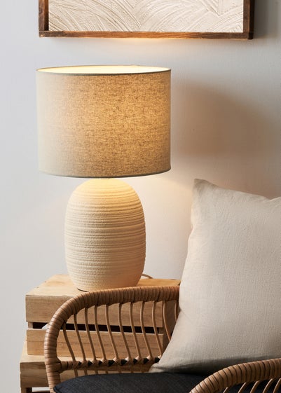 BHS Heath Ceramic Table Lamp Cream (46cm x 28cm)