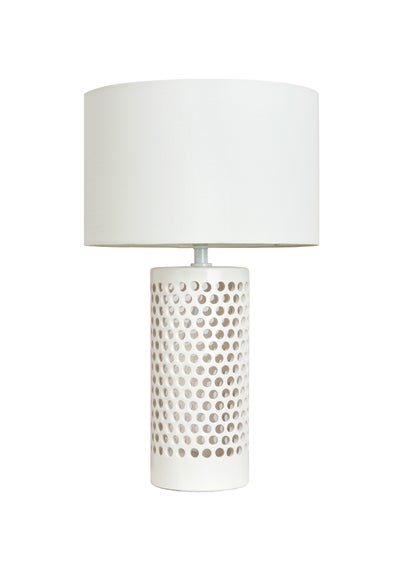 BHS Pierced Ceramic Table Lamp White (47cm x 28cm)