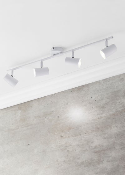 BHS Harv Adjustable 4 Spotlight Ceiling Bar White (13cm x 78cm)