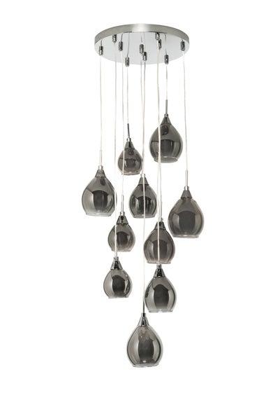 BHS Carmella 10 Light Cluster Chrome (Adjustable 80-115cm x 35cm)