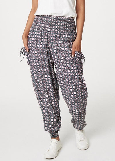 Izabel London Green Geo Print Pull On Harem Pants