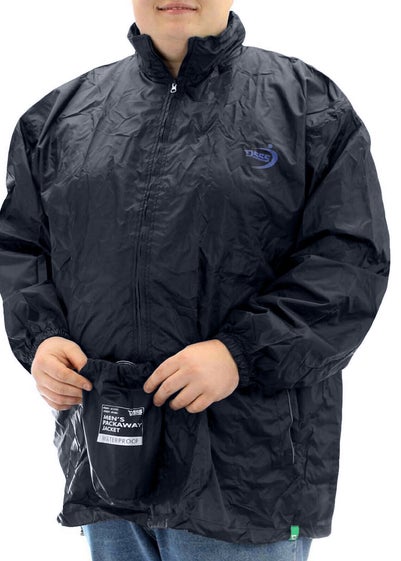 Duke Black Zac Kingsize Packaway Weather Proof Rain Jacket - XXL