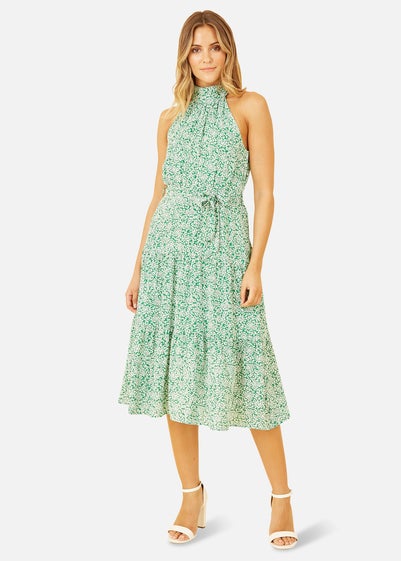 Mela Green Ditsy Floral Halter Neck Midi Dress