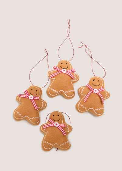 4 Pack Joyful Gingerbread Tree Decoration