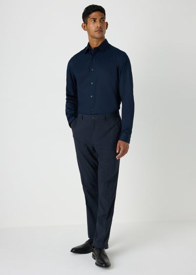 Taylor & Wright Navy Textured Slim Fit Trousers