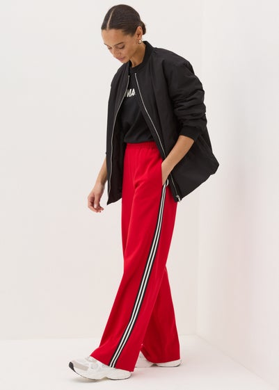 Red Side Stripe Wide Leg Trousers