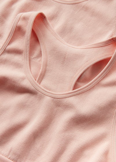 Girls Pink Seamless Ribbed Crop Tops (7-13yrs)