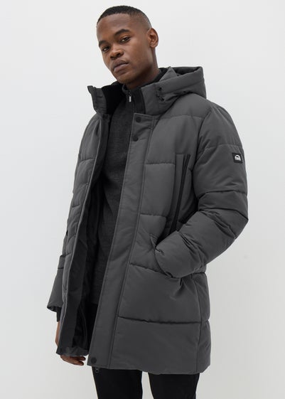 Grey Longline Puffer Coat