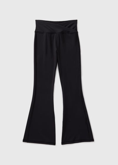 Girls Black Crossover Waist Flares (7-15yrs)