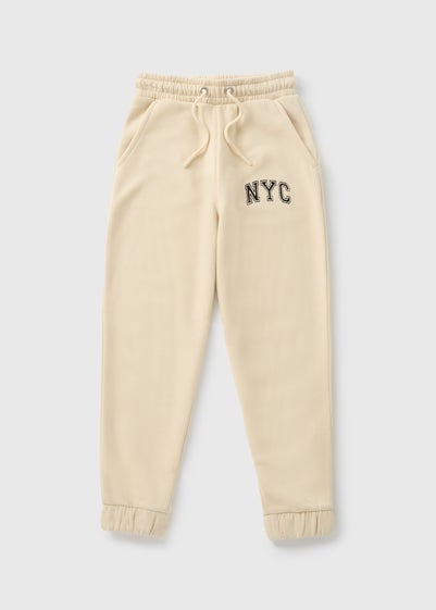 Girls Cream NYC Slogan Joggers (7-15yrs)