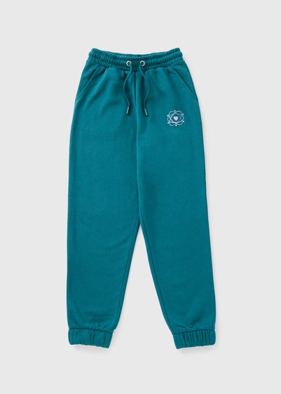 Girls Teal Heart Print Jogging Bottoms (7-15yrs)