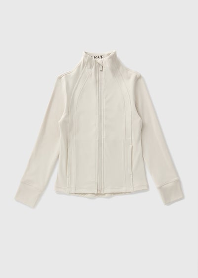 Girls Cream Sports Zip Jacket (7-15yrs)