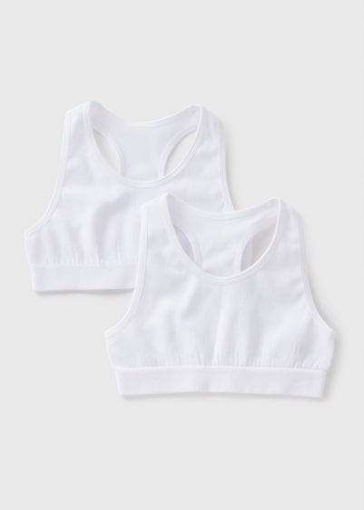 2 Pack Girls White Seamless Crop Tops (6-13yrs)