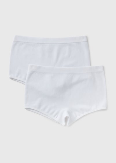 2 Pack Girls White Ribbed Briefs (7-13yrs)