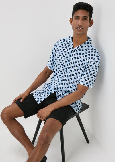 Blue Geometric Print Shirt