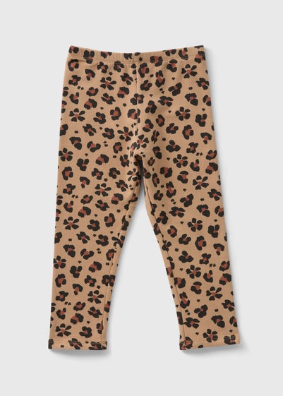 Girls Brown Leopard Print Leggings (1-7yrs)