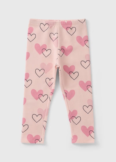 Girls Pink Heart Leggings (1-7yrs)