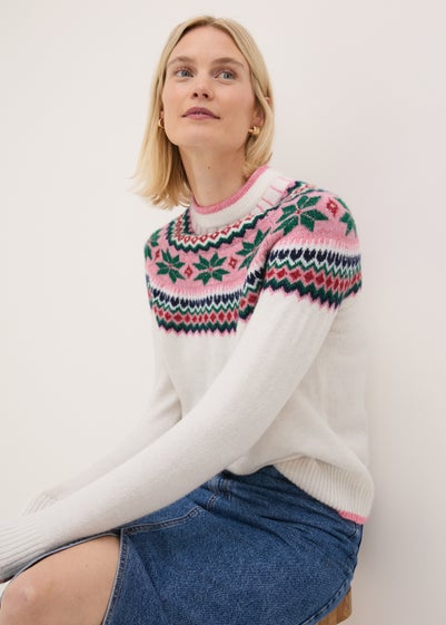 Joyful Cream Fairisle Knit Jumper