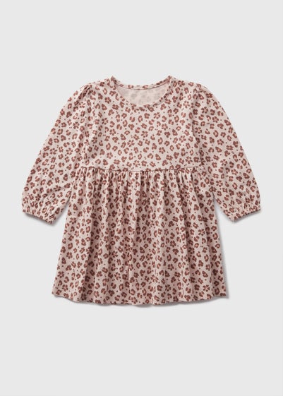 Girls Brown Leopard Print Dress (1-7yrs)