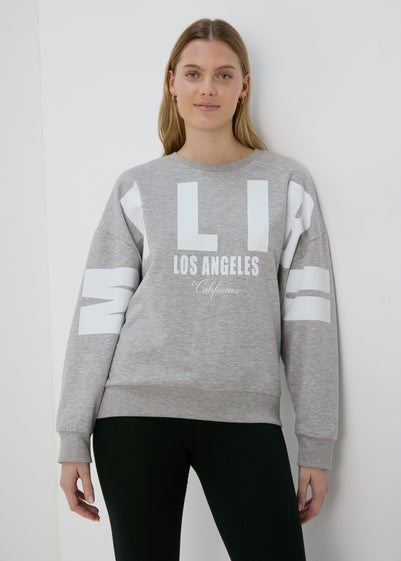 Grey Marl Over Arm Slogan Sweatshirt