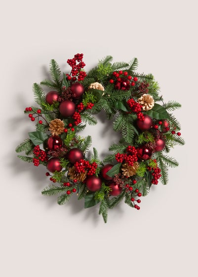 Red Bauble Wreath (55x55x15cm)