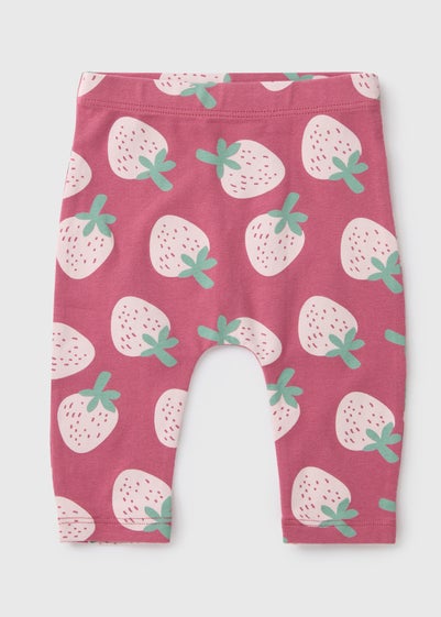 Baby Pink Strawberry Print Leggings (Newborn-23mths)