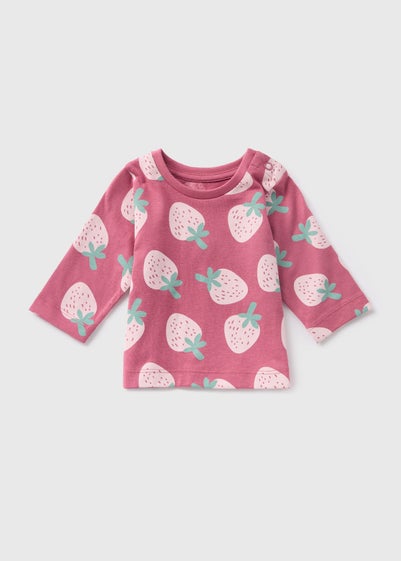 Baby Pink Strawberry Print T-Shirt (Newborn-23mths)