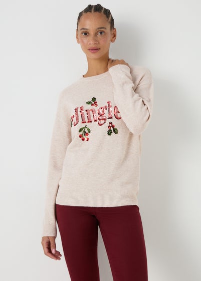 Cream Jingle Sequin Jumper