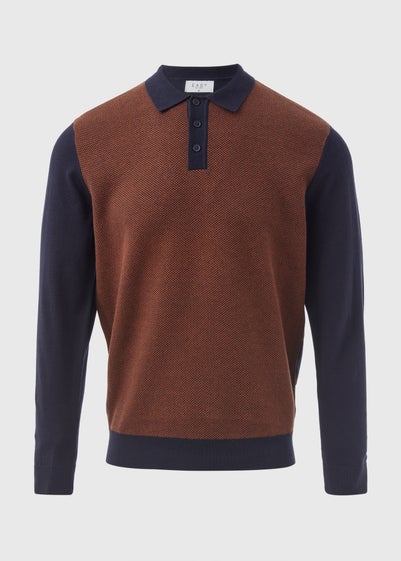 Rust Textured Knit Polo Shirt