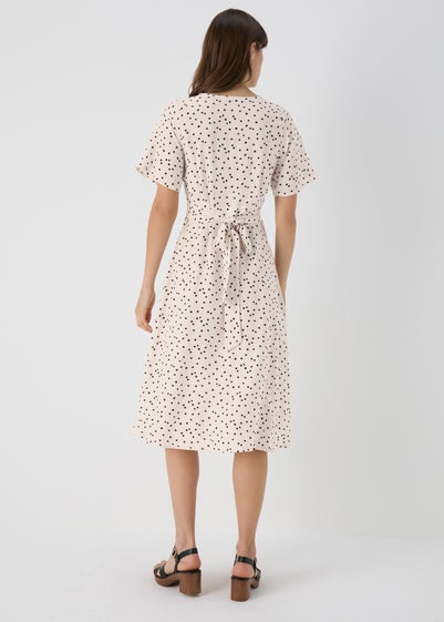 Cream Spot Print Midi Dress