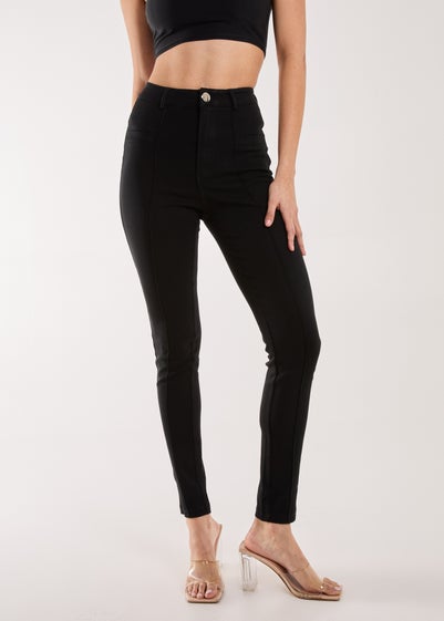 Pink Vanilla Black Slim Fit Seam Detail Trousers