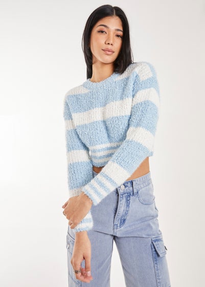 Pink Vanilla Blue Fluffy Cropped jumper