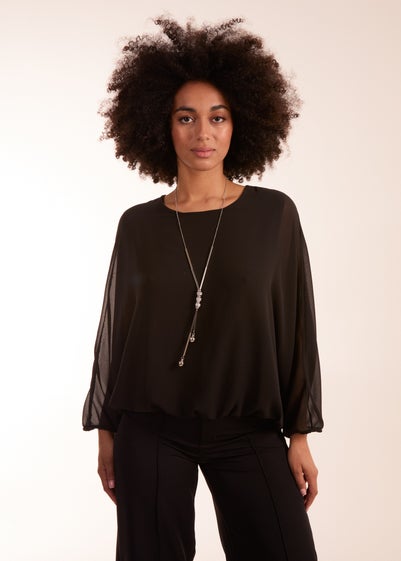 Blue Vanilla Black Batwing Necklace Top