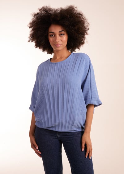 Blue Vanilla Blue Pleated Batwing Top