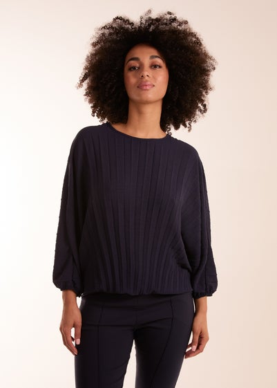 Blue Vanilla Navy Pleated Batwing Top