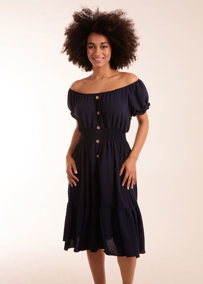 Blue Vanilla Navy Coconut Button Dress