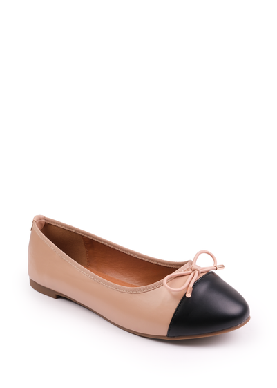 Where's That From Cream Janice Ballerina Flats With Bow Detail