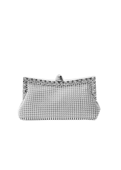 Where's That From Silver Caroline Crystal Embellished Evening Clutch Bag