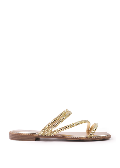 Where's That From Gold Dream Strappy Flat Sandals