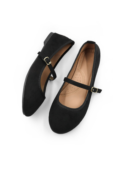 Where's That From Black Suede Josie Ballerina Flats