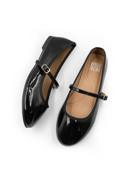 Where's That From Black Patent Josie Ballerina Flats