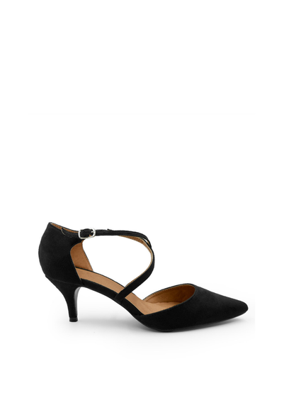 Where's That From Black Suede Kennedi Low Kitten Heels