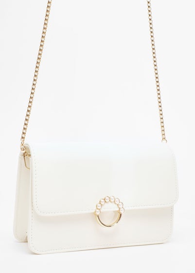 Quiz Cream Faux Leather Cross Body Bag