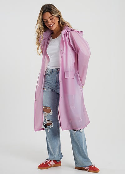 Brave Soul Lilac Cloudy Longline Rain Mac