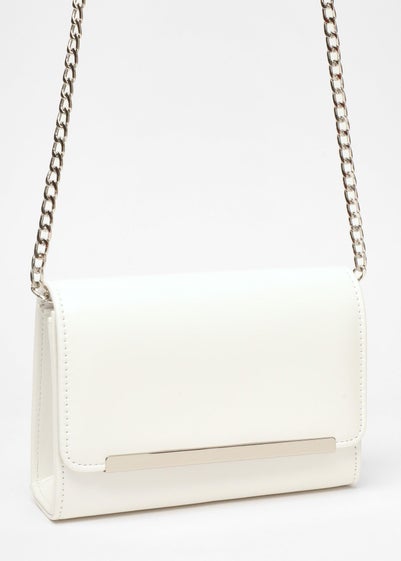 Quiz White Faux Leather Chain Bag