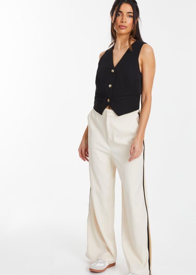 Quiz Stone Wide Leg Trim Trousers