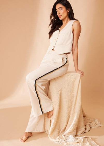 Quiz Stone Wide Leg Trim Trousers