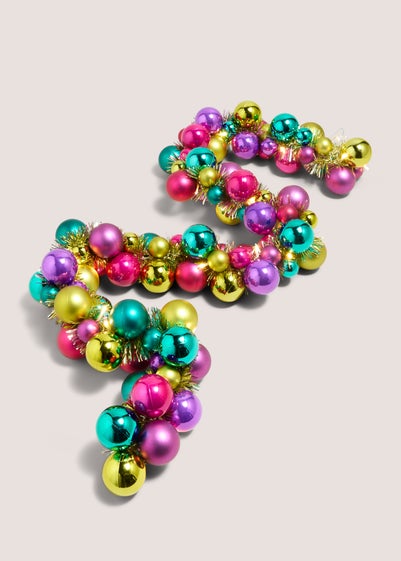 Pre Lit Multi Colour Bauble & Tinsel Garland